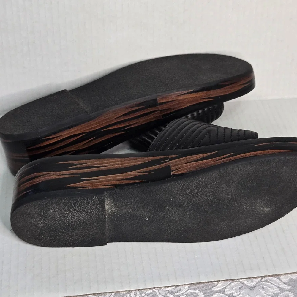 Bernardo FAEDRA Rare Black Quilted Platform Wedge Slide Brazil Sandals 8
